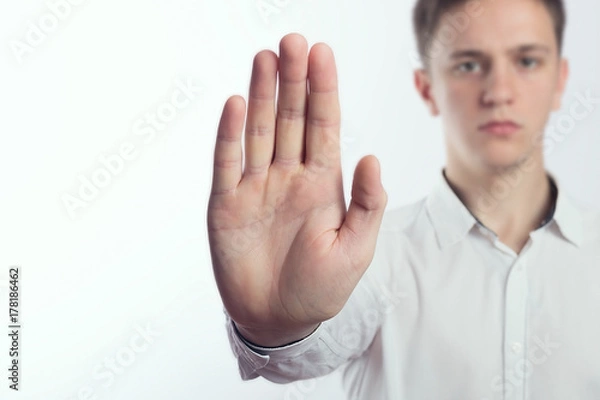 Obraz Man making stop gesture