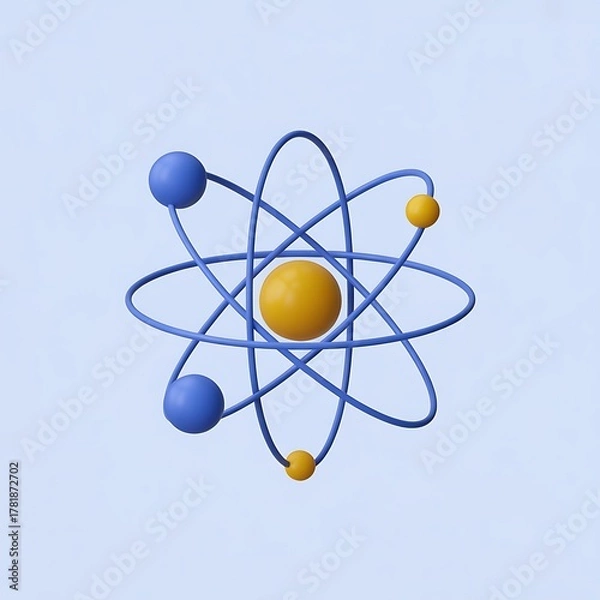 Obraz Illustration of an atom with orbiting electrons