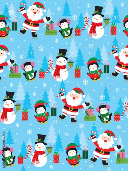 Obraz christmas seamless pattern with cute character design