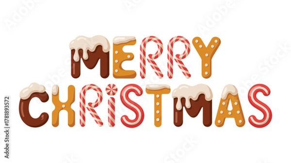 Fototapeta Festive Season's Greetings: A delightful array of baked goods forms the words Merry Christmas, capturing the essence of the holiday spirit.