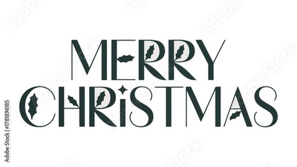Fototapeta Holiday Greetings: Elegantly designed text forms a heartfelt Merry Christmas wish, adorned with festive flourishes. conveying a message of joy and goodwill