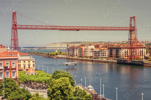 Fototapeta Most Vizcaya łączy miasta Portugalete i Getxo w Kraju Basków, Vizcaya w Hiszpanii