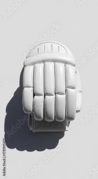 Fototapeta White Cricket Batting Glove Isolated on Bright Studio Background with Dramatic Shadow