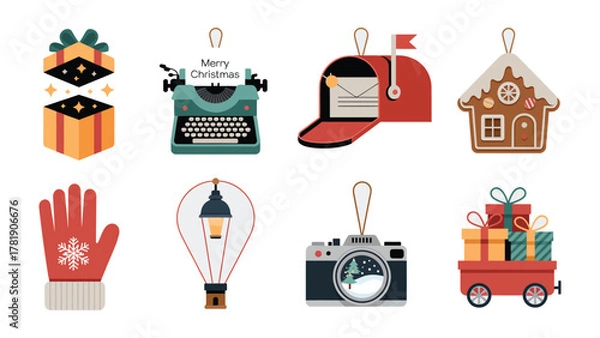 Fototapeta Festive Ornament Collection: A delightful assortment of festive ornaments, capturing the essence of the season with their whimsical charm.