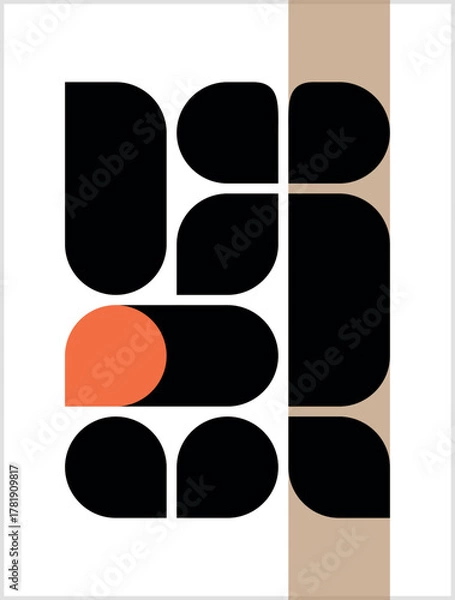 Fototapeta Vector illustration 1, Poster designed with geometric shapes, White background, lines,  Banner, Poster, abstract, solid color for media, social networks.
