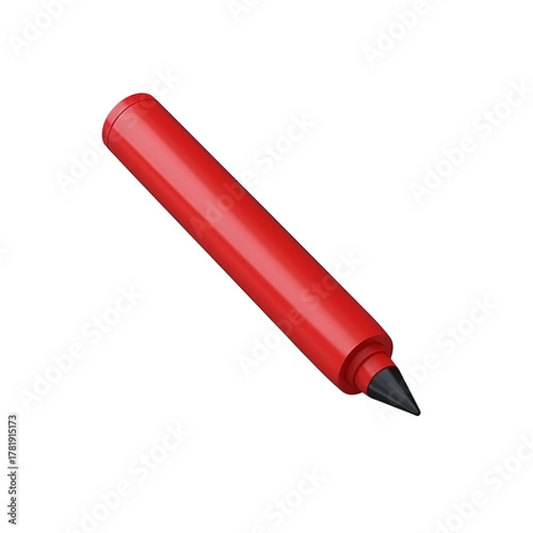 Fototapeta A red marker with a black tip on a plain black background