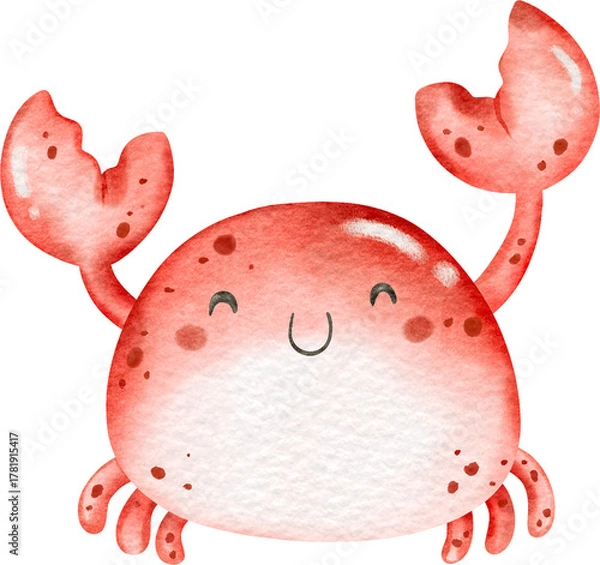 Fototapeta Watercolor cute crab