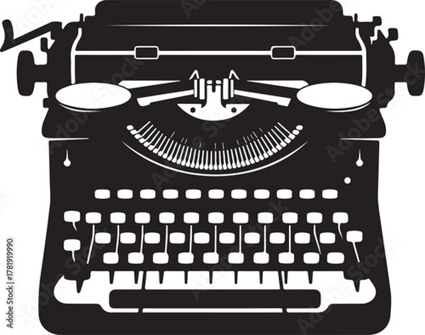 Fototapeta Vintage Typewriter Silhouette Illustration for Writers and Creative Professionals
