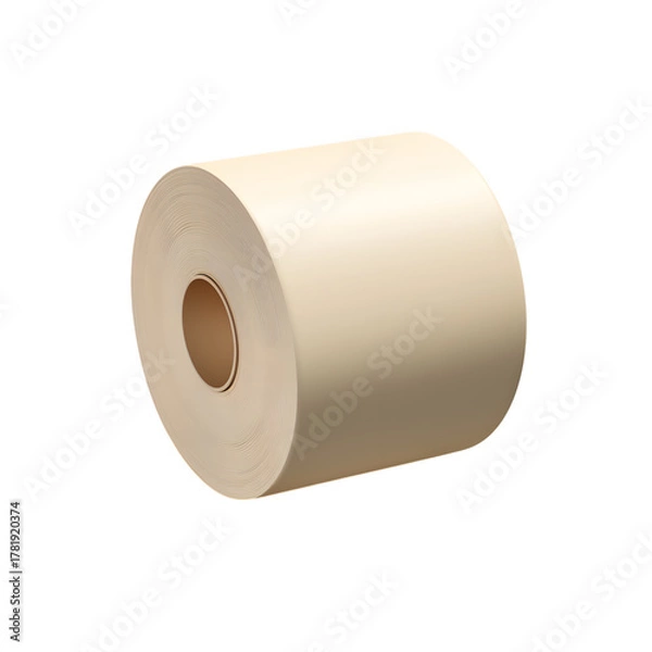 Fototapeta A roll of cream paper isolated against a black background