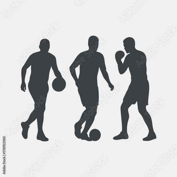 Obraz Sports Player Silhouettes Collection People Vector Illustration