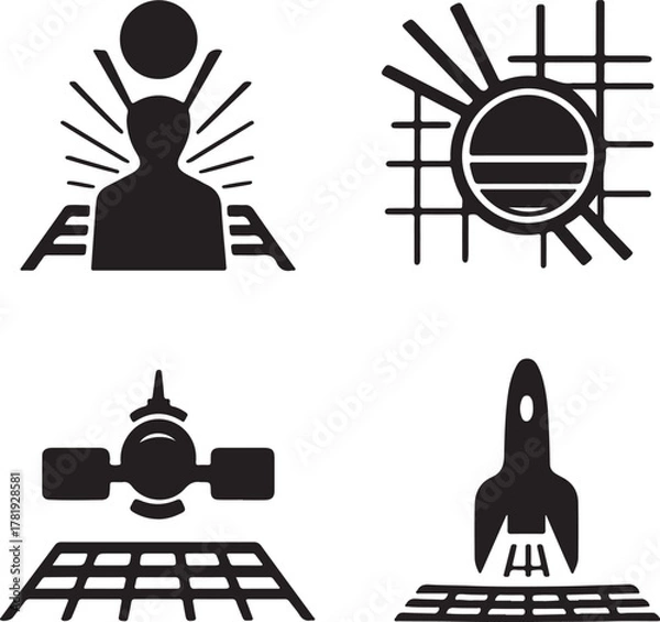 Obraz Buddha and Thai Buddhist temple vector illustration set with icons and symbols