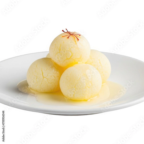 Fototapeta Rasgulla, a syrupy dessert popular in india isolated on transparent background