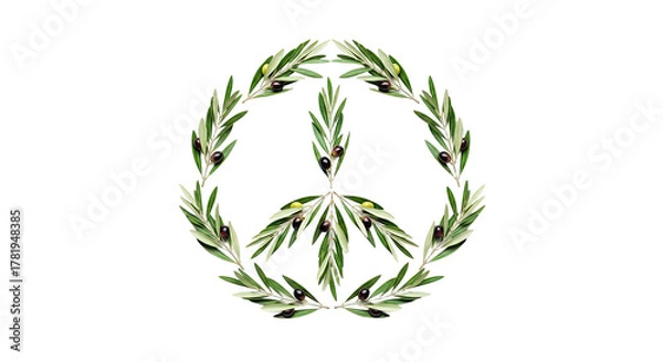 Obraz Peace Symbol Made of Olive Branches and Leaves.