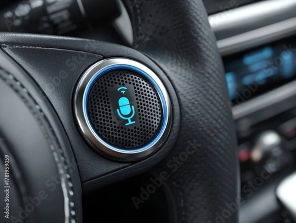 Obraz Car Steering Wheel Voice Control Button