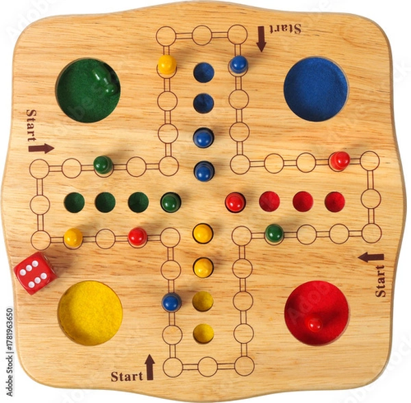 Obraz Ludo board game with die and pieces