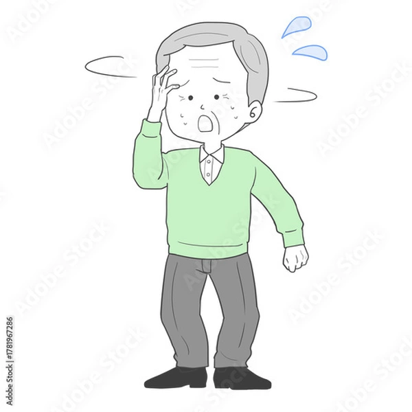 Fototapeta 道に迷ったシニア男性　汗