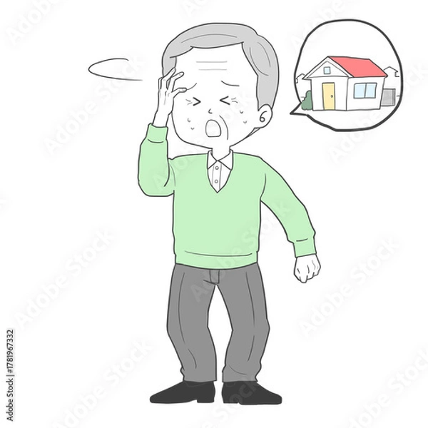 Fototapeta 道に迷ったシニア男性2　家