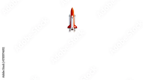 Fototapeta space rocket launch isolated on white background
