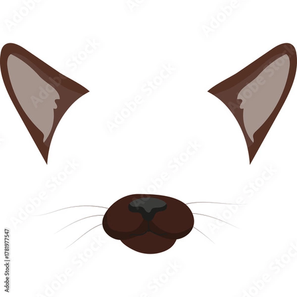 Fototapeta Cute Brown Cat Ears and Nose Accessory For Dress Up And Fun With Transparent Background
