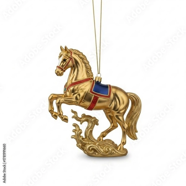 Obraz Beautiful of Cute Elegant Horse in Gold with Red Accents