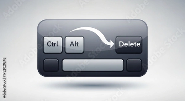 Obraz Pressing ctrl alt delete on a keyboard to force quit a program or restart a computer