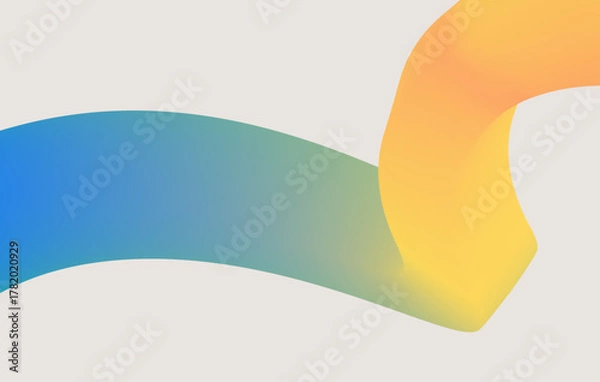 Obraz Modern minimalist design with a single, flowing 3D ribbon. Soft color transition from blue to orange on a clean, light grey background.