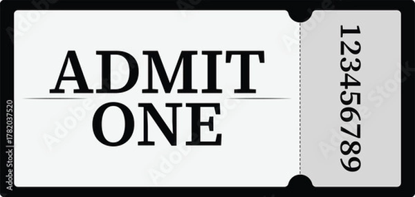 Fototapeta Admit One Ticket - Simple Black and White Event Entry Ticket Design