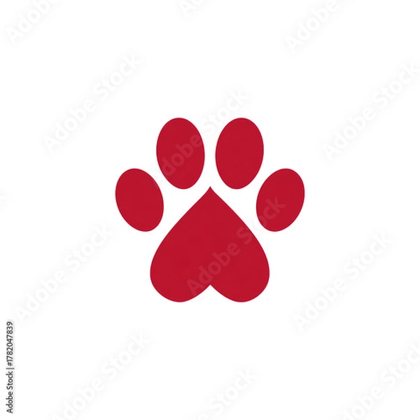 Fototapeta Cat paw heart design, transparent background, vector icon style, clean minimal, isolated object