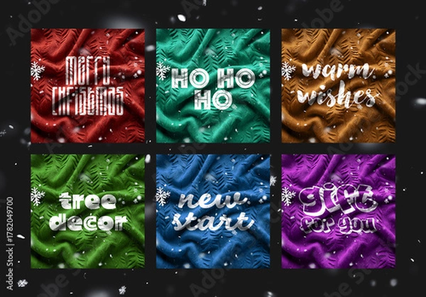 Fototapeta Christmas Themed Social Posts With Blanket Design