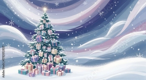 Fototapeta decorated christmas tree