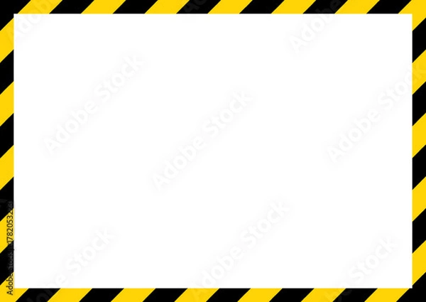 Fototapeta Horizontal yellow and black caution border frame, Warning line, Black and yellow stripes background 
