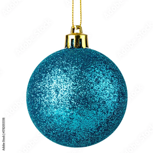 Fototapeta Glittering Ornament: A shimmering teal ornament, suspended delicately by a golden string, radiates festive cheer.