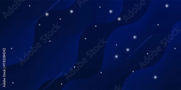 Fototapeta blue wave curve abstract background for wide banner, web header, presentation background.
