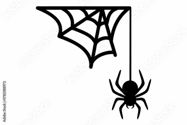 Fototapeta spider web hanging spider silhouette vecto
