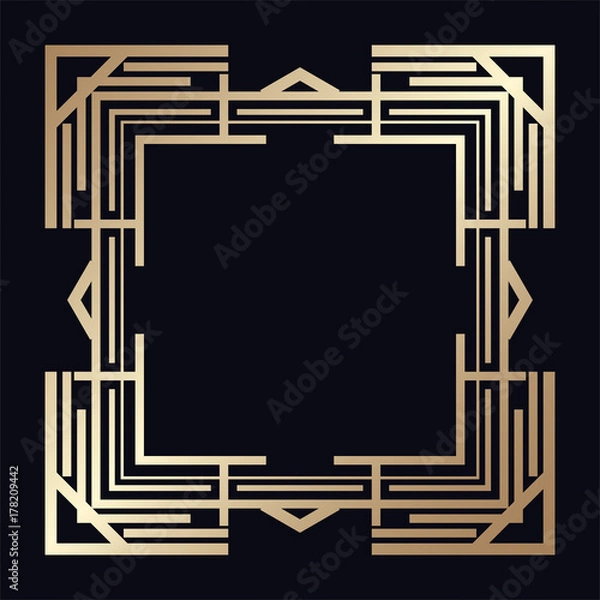 Fototapeta Vintage retro border and frame in Art Deco style. Template for your design. Vector illustration eps10