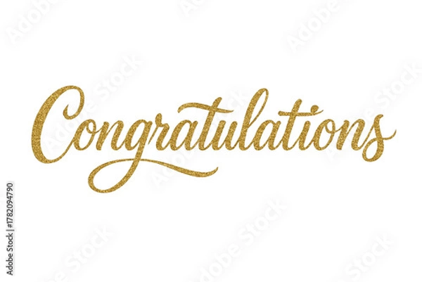 Obraz Elegant golden glitter script text congratulations isolated on transparent background for celebration and success themes