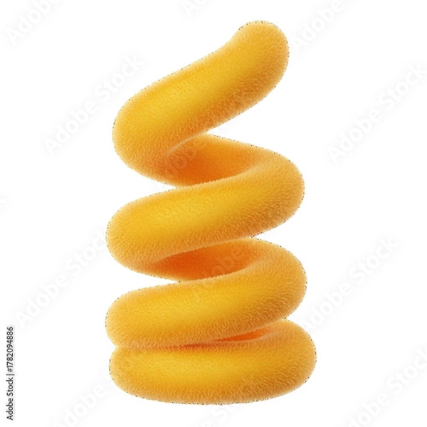 Obraz Bright yellow spiral spring toy with rounded ends isolated on transparent background for playful design elements