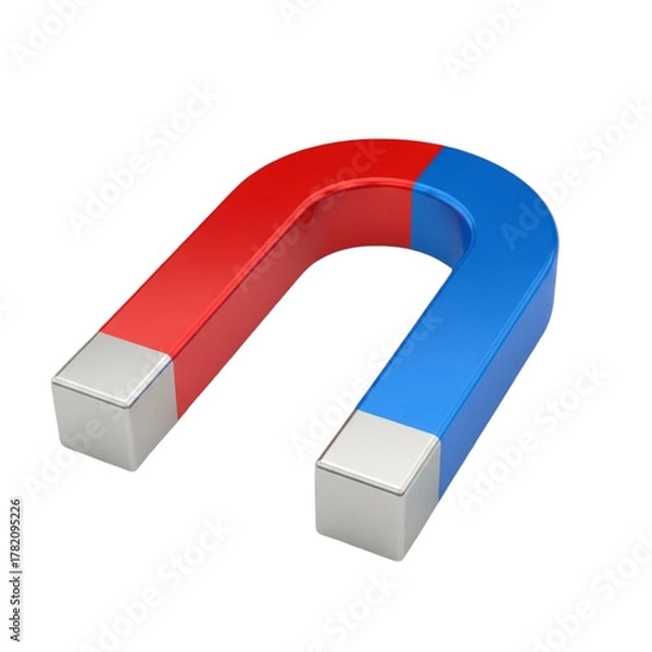 Obraz A realistic 3d rendering of a red and blue horseshoe magnet isolated on transparent background