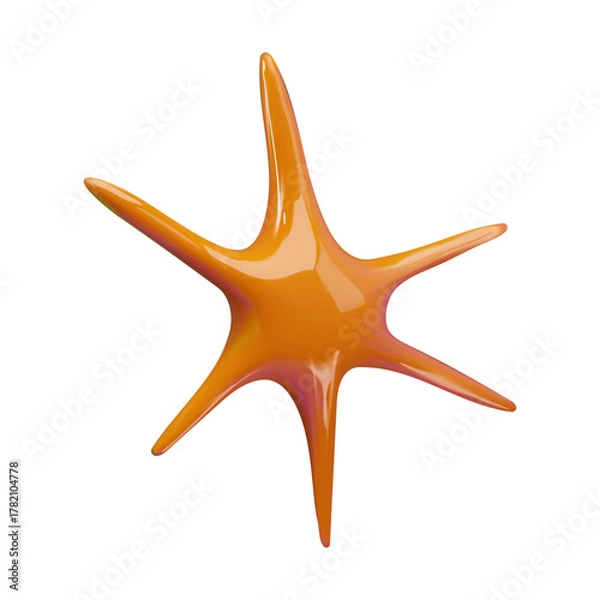 Fototapeta 3D vector abstract orange star shape, design element