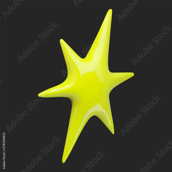 Fototapeta 3D vector abstract yellow star shape, design element