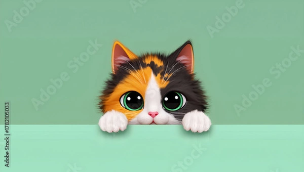 Obraz fluffy cat with cute expressions, Generative AI