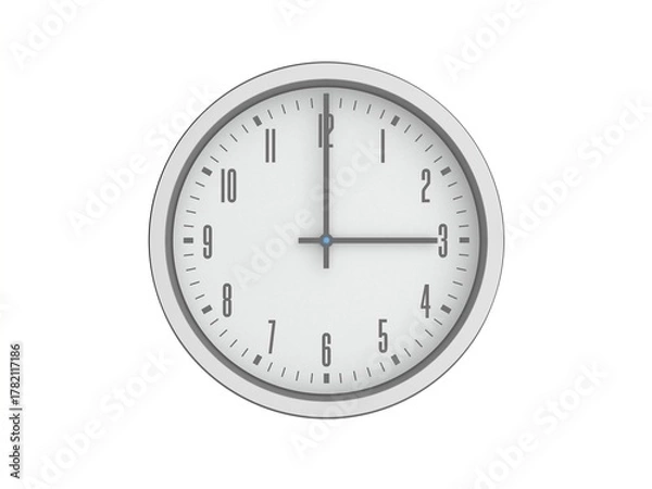 Obraz Wall clock on white background. 3D render
