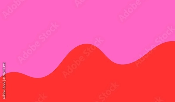 Fototapeta Vibrant abstract wave design in bright pink and red, modern graphic with flowing curves and bold color blocking for dynamic backgrounds