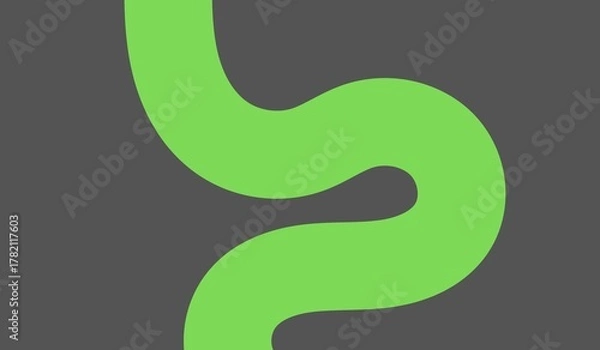Fototapeta Vibrant green abstract curve flows dynamically against a modern dark grey background, creating a sleek, energetic visual.