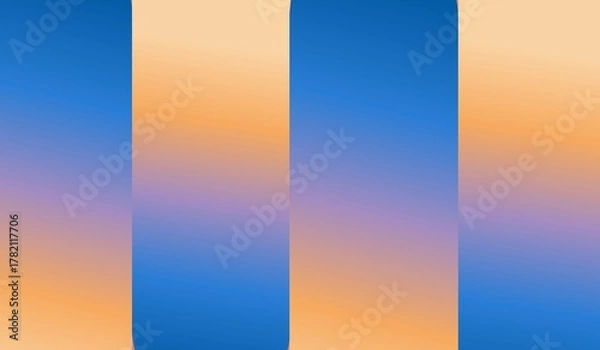 Fototapeta Vibrant gradient bands of blue and orange with soft rounded edges create a modern, energetic backdrop perfect for design projects.
