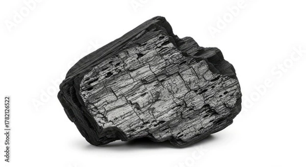 Fototapeta Charcoal Lump on White Background