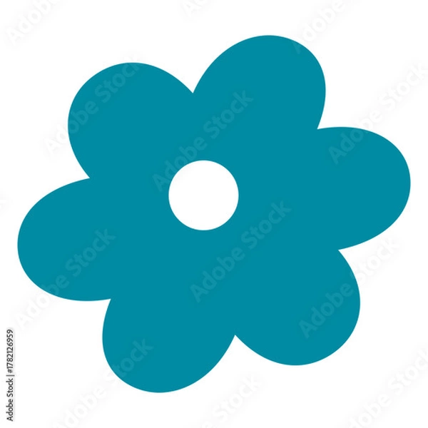 Obraz Minimalist Bold Teal Flower Blossom with Round Center Icon