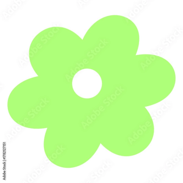 Obraz Simple Flat Green Flower with White Center Graphic Element