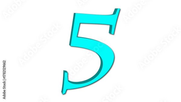 Obraz 3d cyan color number five
