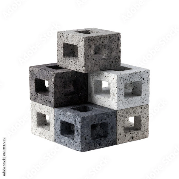 Fototapeta Clear Transparent Background with Distinct Cinder Blocks Pattern